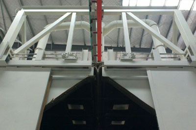 Large hook through shot blasting machine