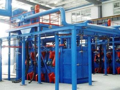Q38 continuous suspension chain shot blasting machine